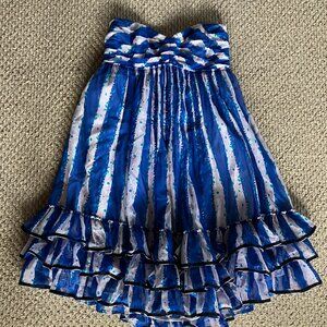 Betsey Johnson blue and white Striped babydoll ruffle dress Vintage Size 8